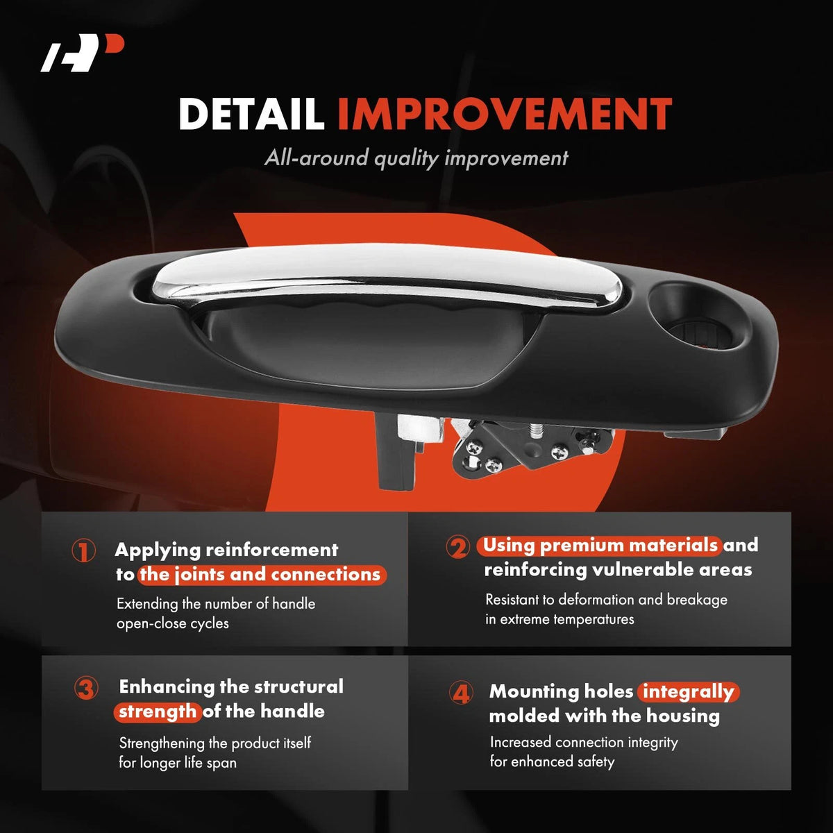 A-Premium Left Exterior Door Handle w/Keyhole for Dodge Grand Caravan (RP91SW1ACCHRKH, 93610)