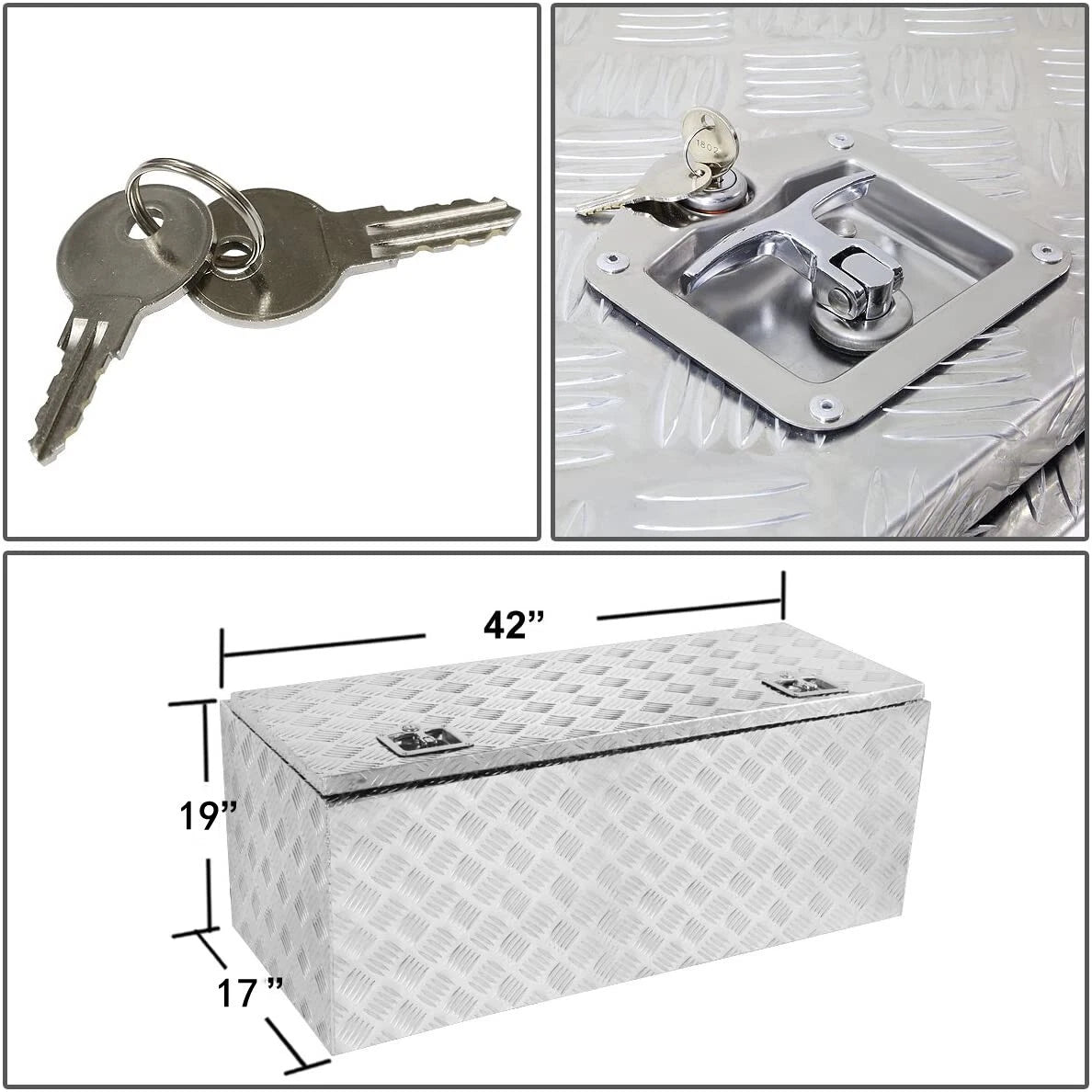 42''x17''x19'' Aluminum Pickup Truck Trunk Storage Box