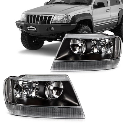 Headlights Assembly Pair for Jeep Grand Cherokee 1999-2004
