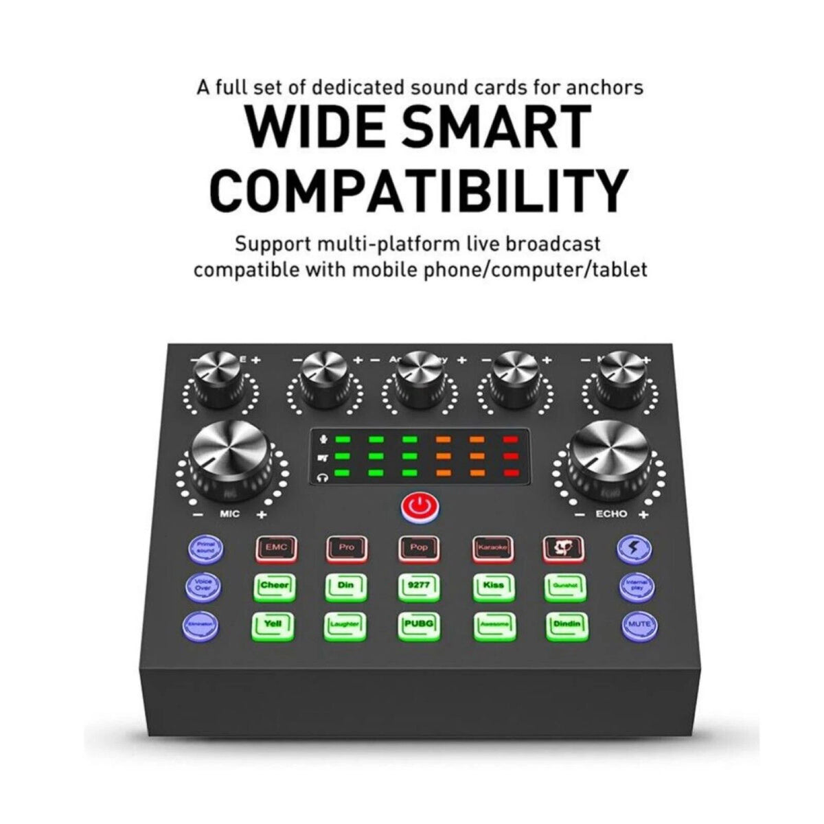 Multi-function V8S Sound Card for Live Broadcast Audio Equipment