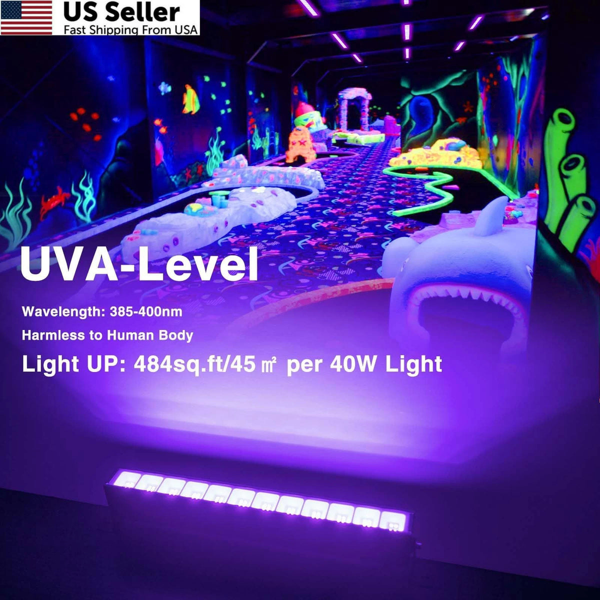 40W LED Black Light Bar for Glow Party