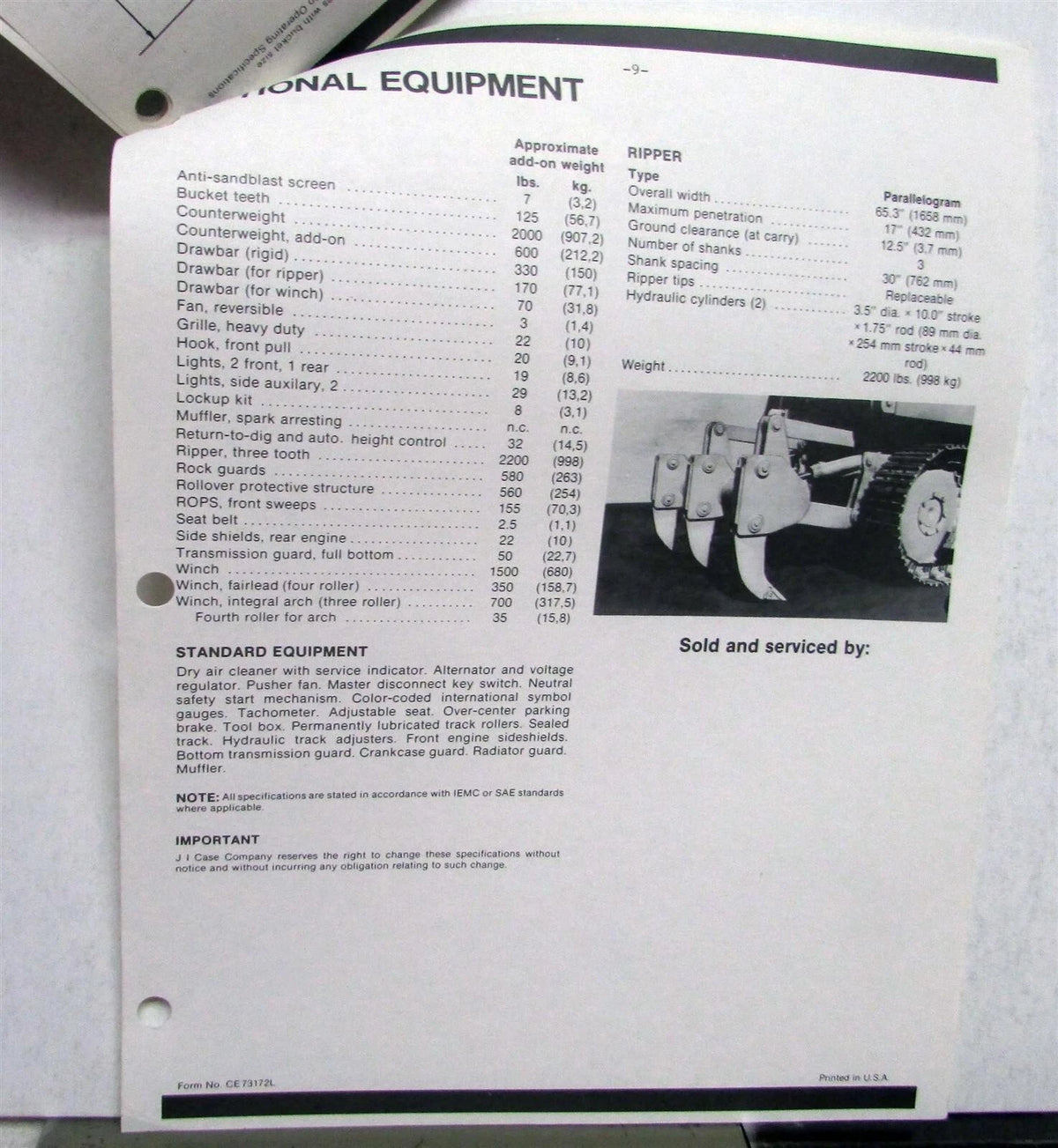 Caterpillar 943 Loader Parts (1973)