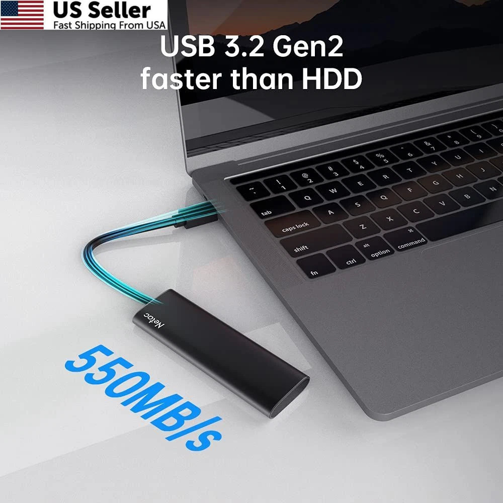 250GB Portable SSD for USB 3.2 Gen 2 Type-C (10 Gbps)