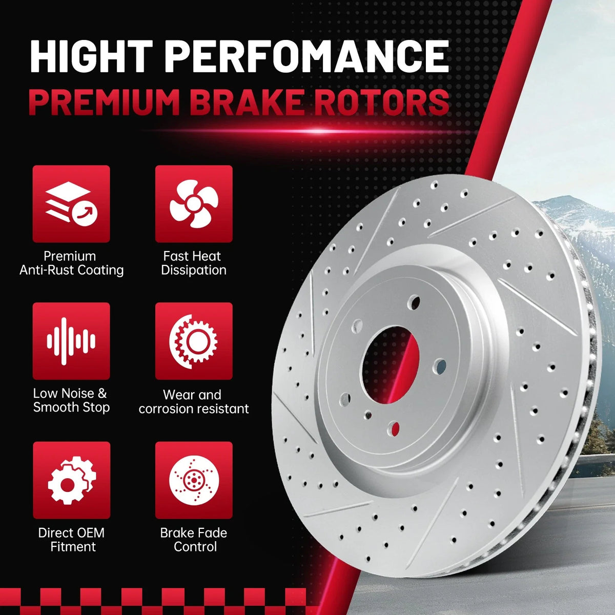 Front Drilled Brake Rotors & Pads for Chevy Impala Buick Lucerne (2006–2011)