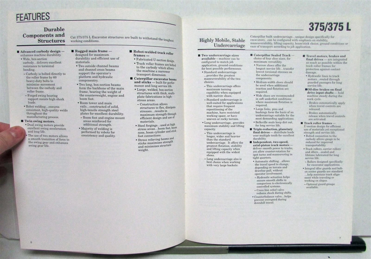 Caterpillar 375 375L Excavator Specifications Brochure