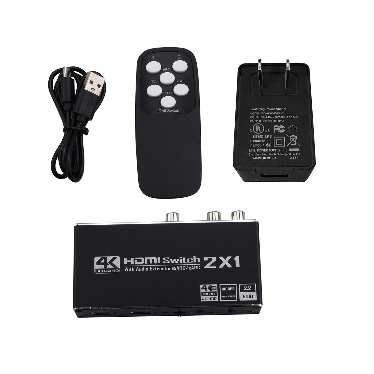 2X HDMI Audio Extractor Switch Adapter for 4K HDMI ARC