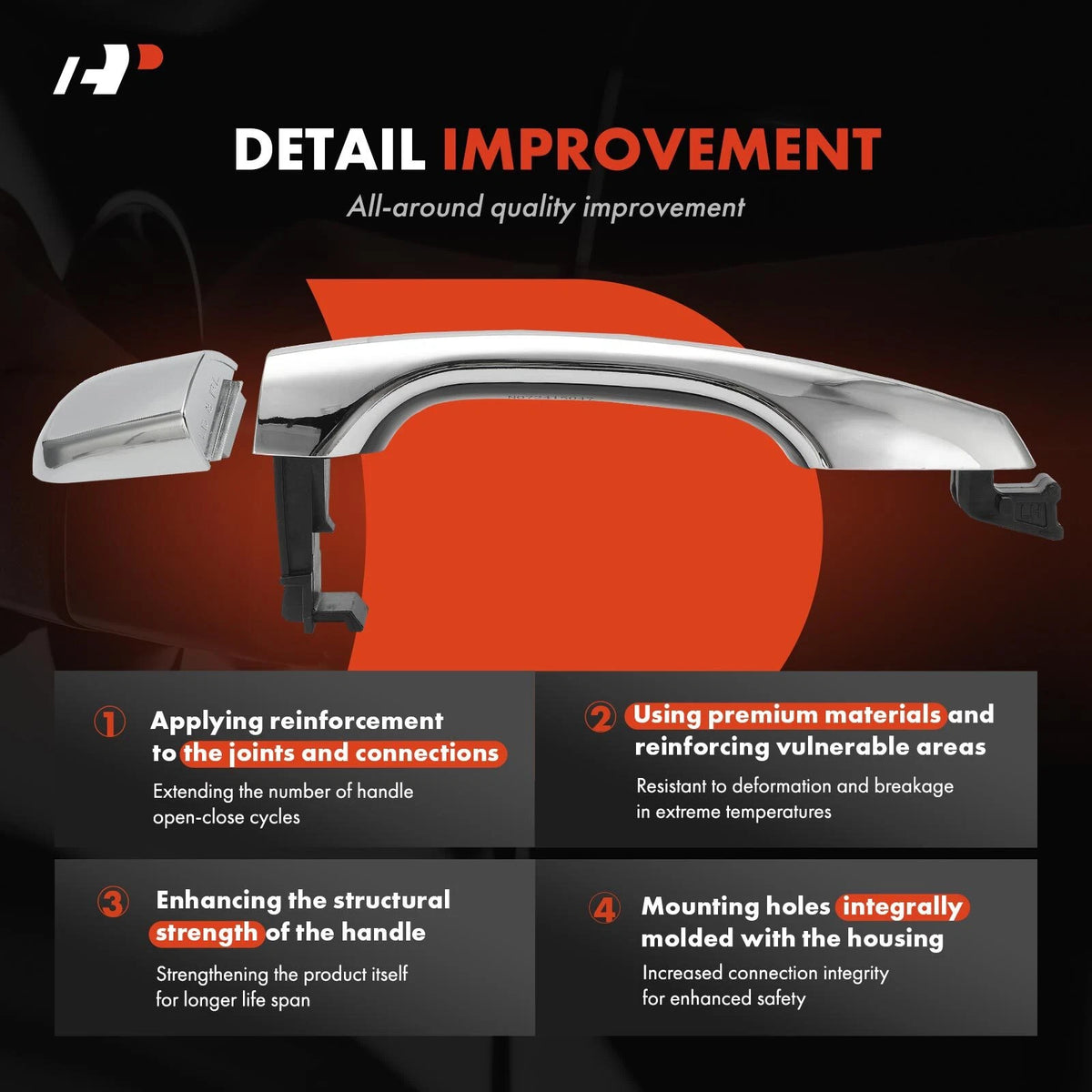 Rear Driver Exterior Door Handle for Hyundai Elantra (2017–2020) 82651F2020, 82652F2010, 82652F2050