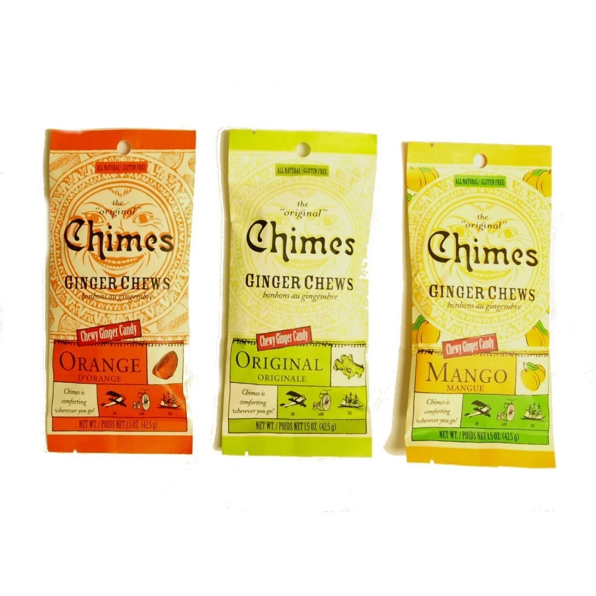 Pack of 3 Chimes Ginger Chews 1.5 Oz (Mango)