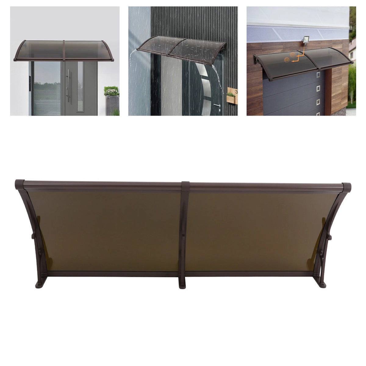 Front Door Awning Canopy - Modern Coffee Color with Efficient Drainage