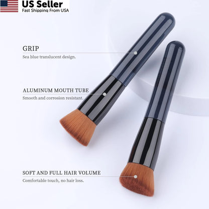 Flat Top Kabuki Brush for Liquid Makeup - Blue