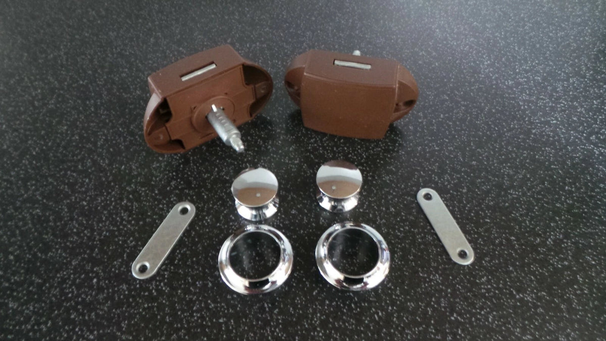 2X Push Button Door/Drawer Catch with Chrome Knob for Caravan/Motorhome/Boat
