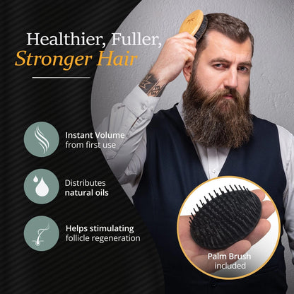Set of 2 Boar Bristle Hair Brushes for Men (Black)