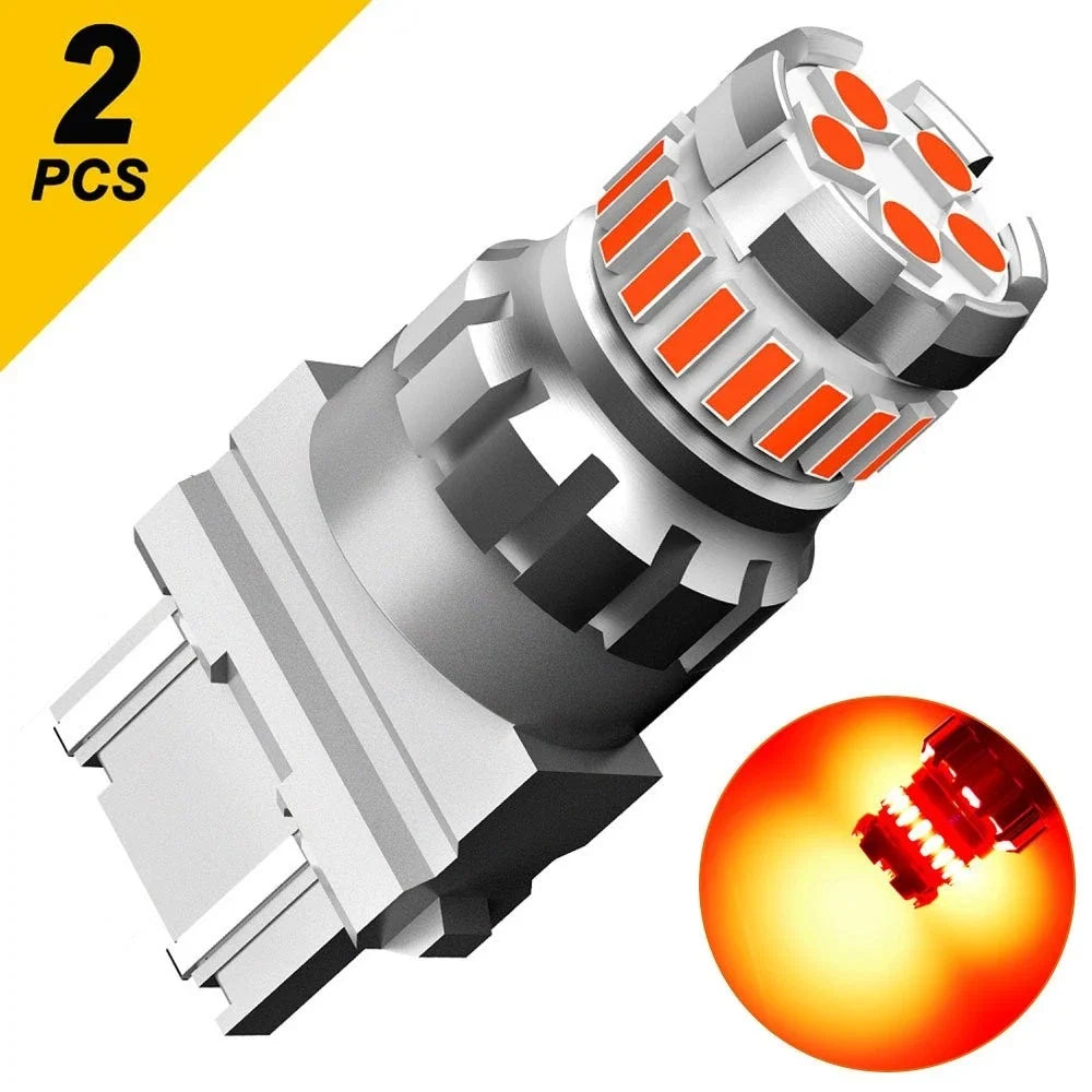 2X Red LED Brake Tail Stop Light Bulbs - 3157
