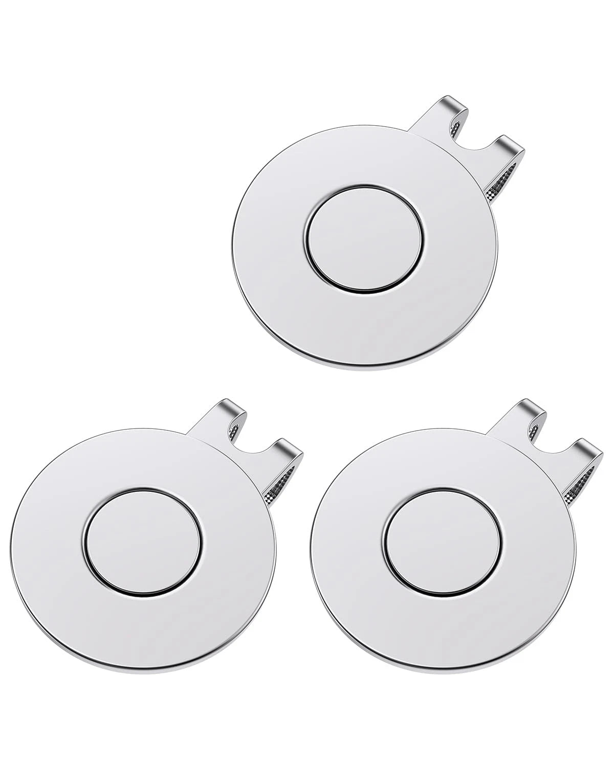 3X Magnetic Ball Marker Holders for Golf Hats - Silver