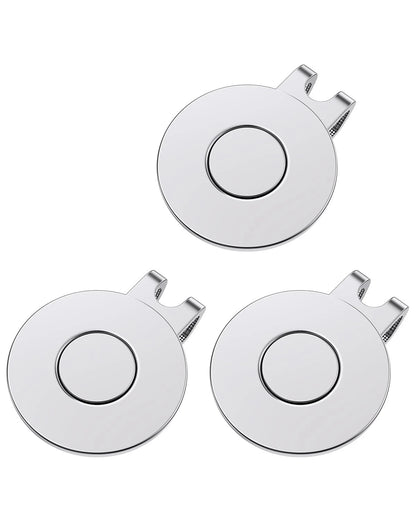 3X Magnetic Ball Marker Holders for Golf Hats - Silver