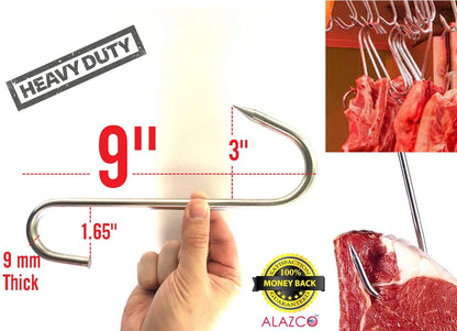 4pc 9" Heavy Duty Stainless Steel Meat Processing Butcher Hook