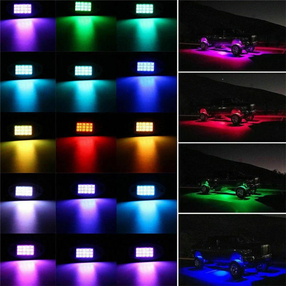 RGB LED Rock Lights for Offroad Vehicles (Bluetooth, Wireless)
