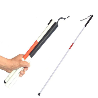 Aluminum Folding Walking Cane Stick for The Blind (Reflective Red)