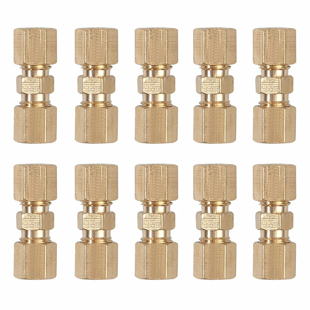 10PCS Brass Brake Line Compression Fitting Unions for OD Tubing 3/16"