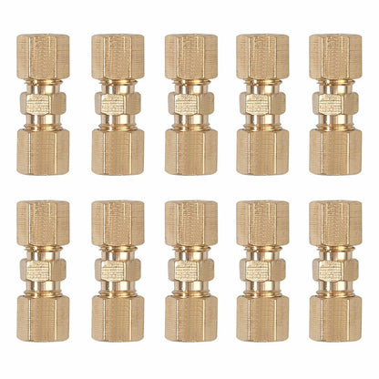 10PCS Brass Brake Line Compression Fitting Unions for OD Tubing 3/16"