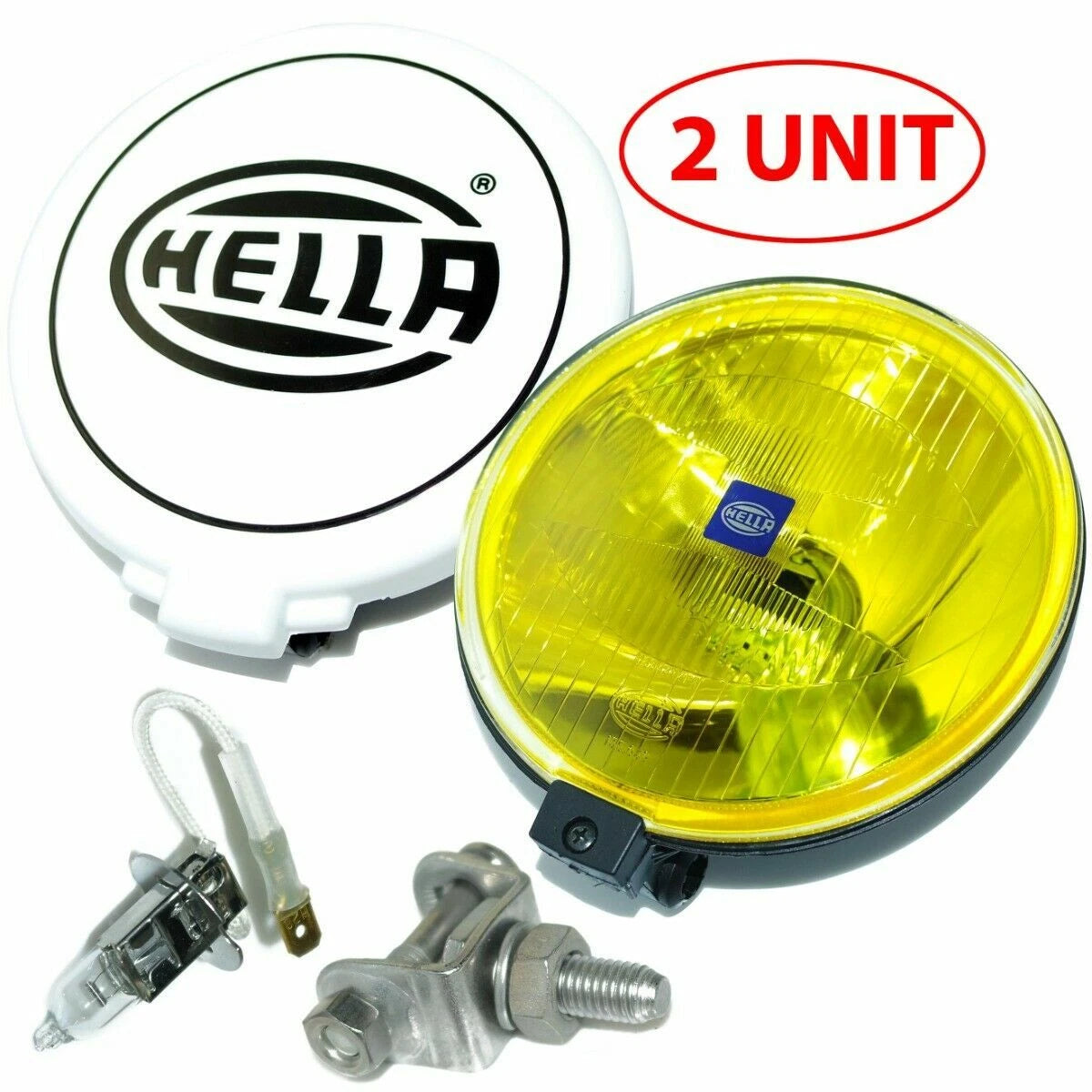 Pair Hella Comet 500 Driving Lamps for Universal Fit (Yellow Spot Light)