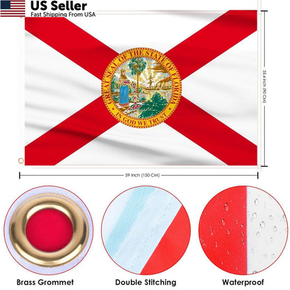 Florida Flag 3x5 Ft Polyester for State Display (No Part Numbers)