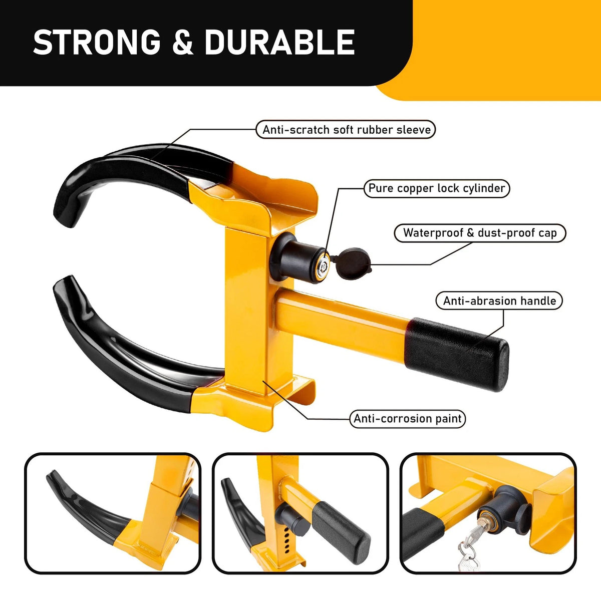Heavy Duty Trailer Wheel Clamp Lock for Adjustable Tire Security