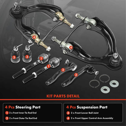 Set of 8 Front Control Arms w/ Ball Joints for Honda Civic (1992–1995)