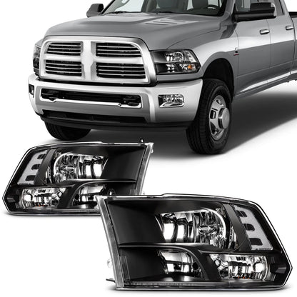 Headlight Assembly Set (Black) for Dodge Ram 1500 2500 3500 2009-2018