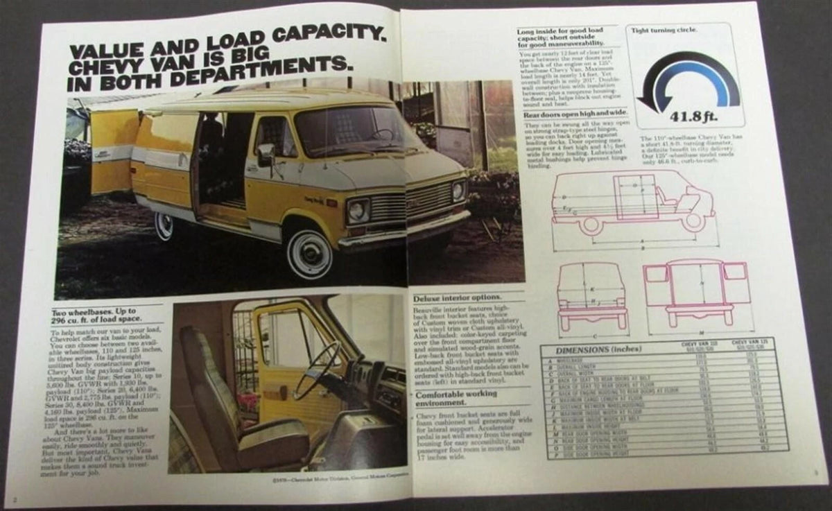 1977 Chevy Vans Truck Dealer Sales Brochure Original