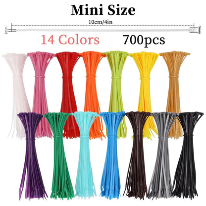 700 Pcs Mixed Colored Zip Ties for Various Applications (4 Inch)