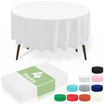 4 Packs Disposable Waterproof Tablecloths 84" Round