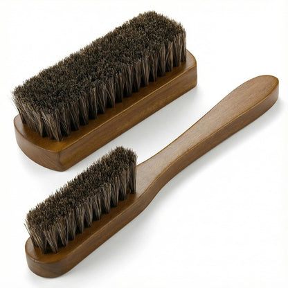 Set of 2 Leather & Upholstery Cleaning Brushes - Horse Hair Bristle