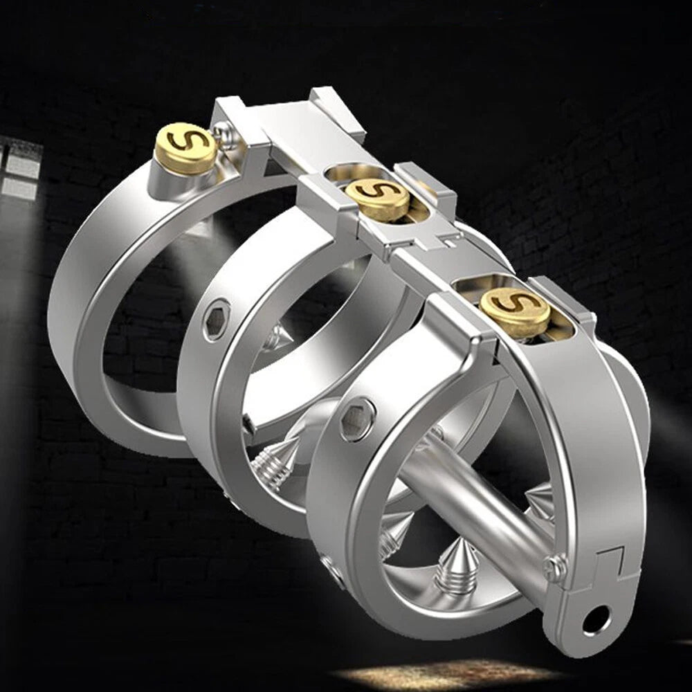 Metal Chastity Lock Cage Tube Stimulator for Male