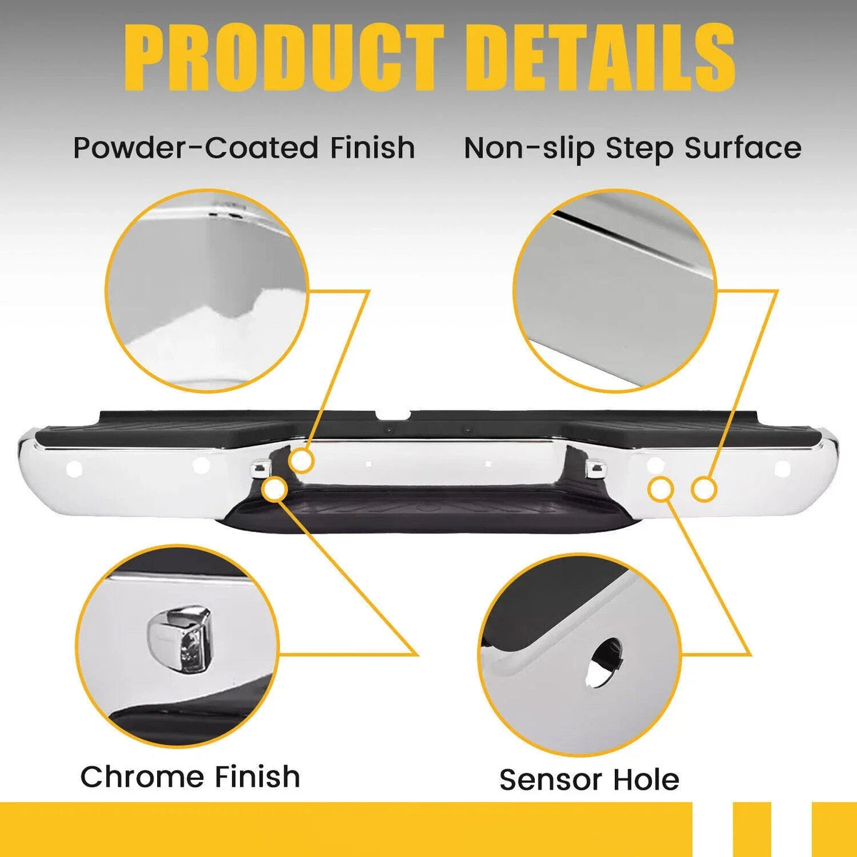 Chrome Rear Step Bumper with Sensor Hole for Nissan Frontier (2013-2021)
