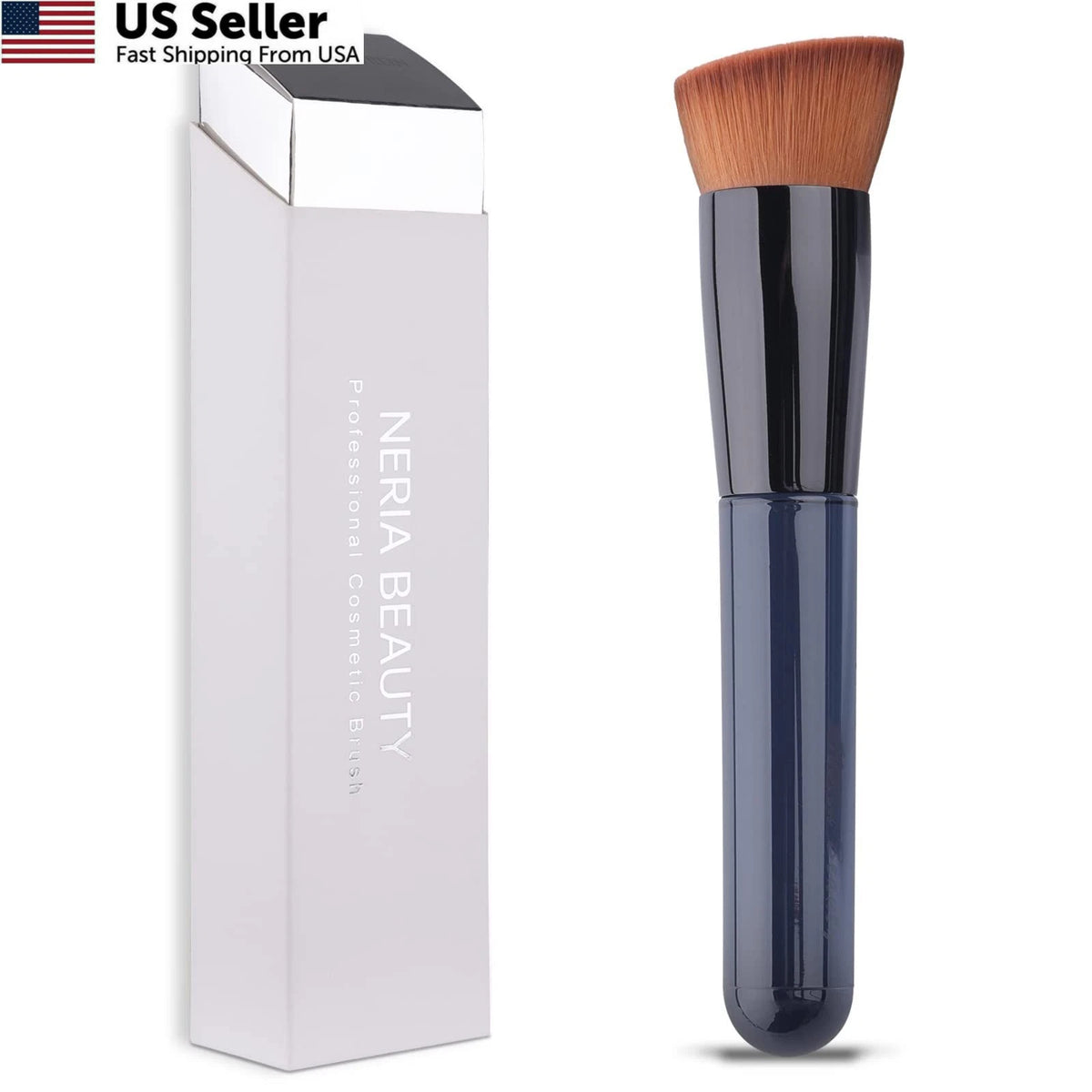 Flat Top Kabuki Brush for Liquid Makeup - Blue