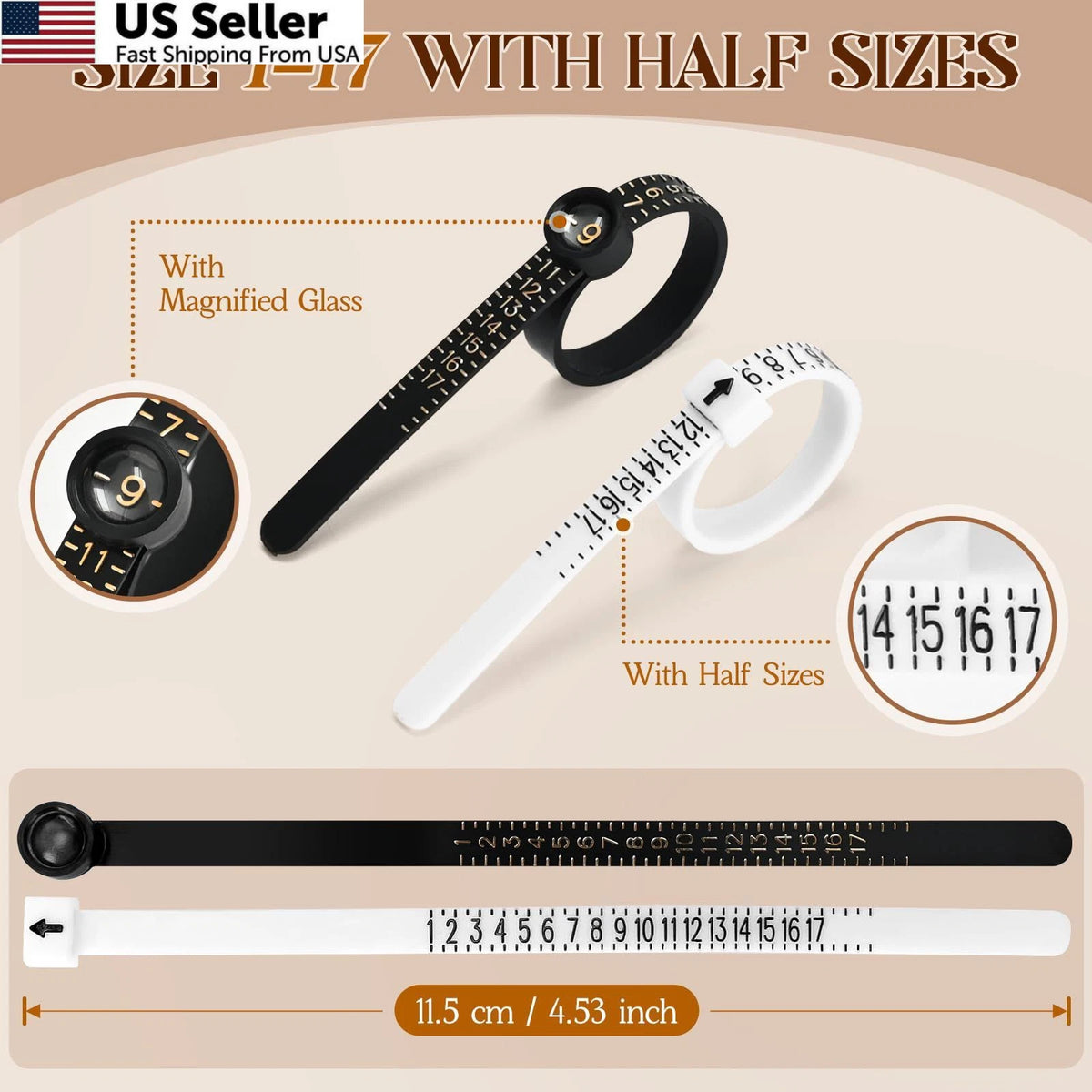27-Piece Ring Sizer Measuring Tool Kit - US Silver