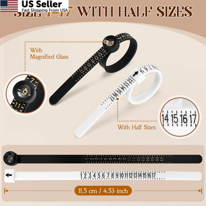 27-Piece Ring Sizer Measuring Tool Kit - US Silver