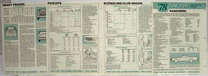 Preview Sheets for 1978 Ford Bronco Ranchero Pickups Econoline