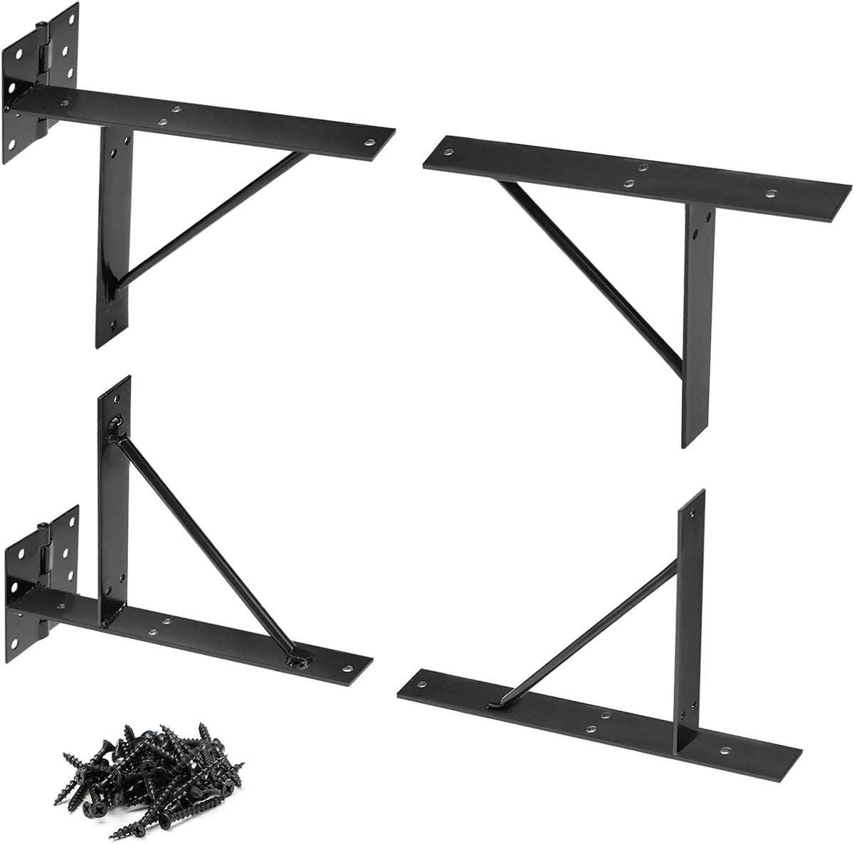 Set of 4 Heavy-Duty Powder Coated Corner Brace Kit for Wood Windows & Gates