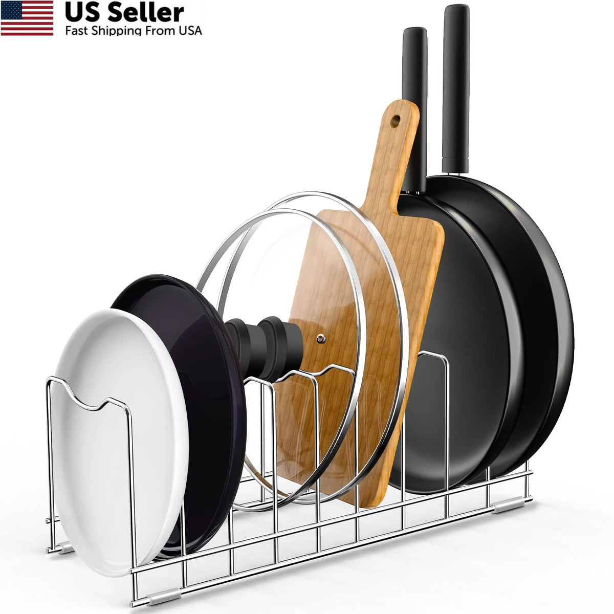 10-Tier Lid Organizer Rack for Pot Storage (1 Pack)