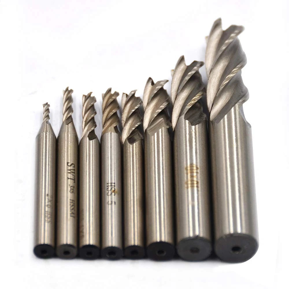 8Pcs End Mill Bits HSS CNC Cutter Set (2mm-12mm)