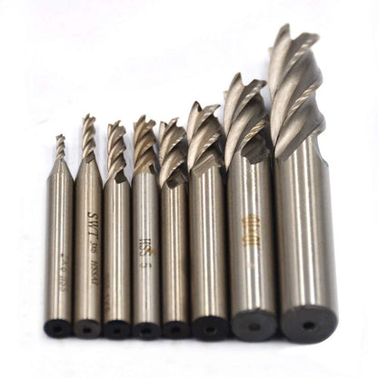 8Pcs End Mill Bits HSS CNC Cutter Set (2mm-12mm)
