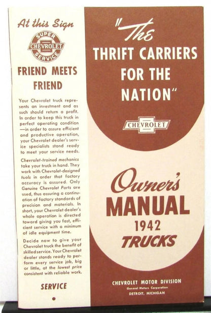 Owners Manual for Chevrolet Trucks (1942)
