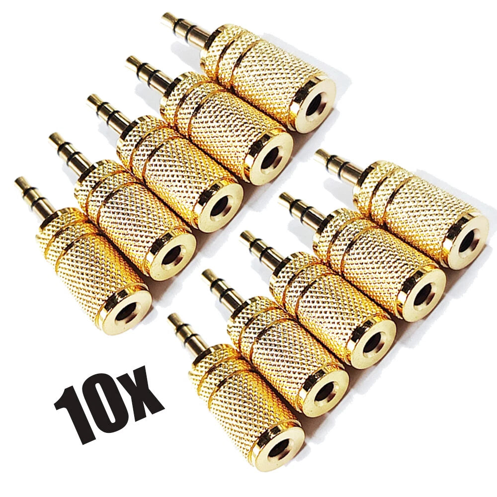 10 Pack 3.5mm Stereo TRS Male to Mono TS Female Audio Adapter