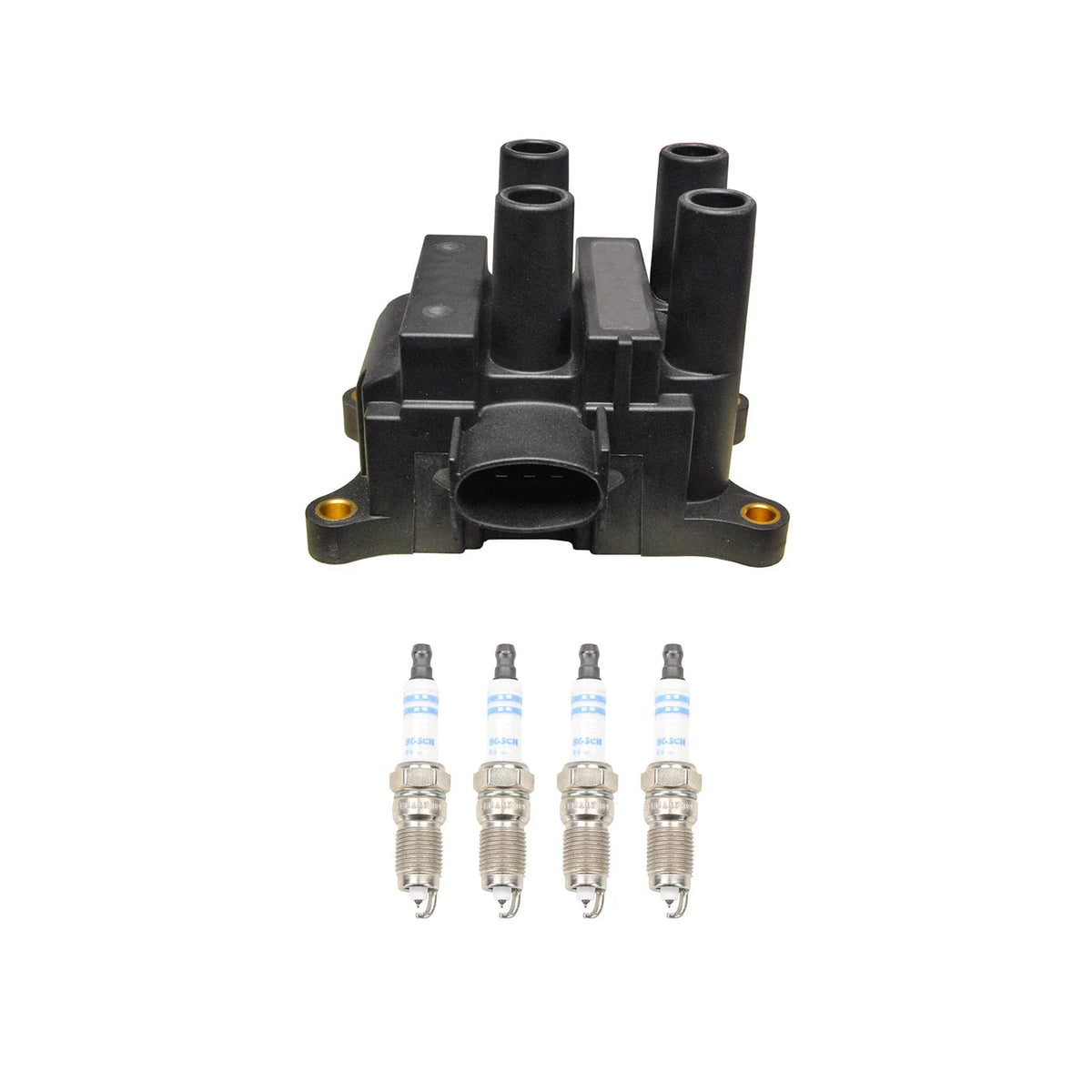 Denso Ignition Coil & Bosch Double Iridium Spark Plug Kit for Ford Focus (2000–2011)