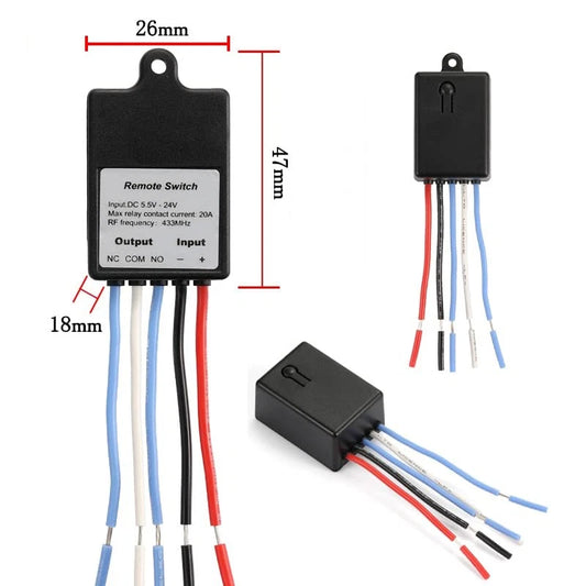 1 Channel Mini Wireless Remote Control Switch for DC 6V 12V 24V 36V 60V