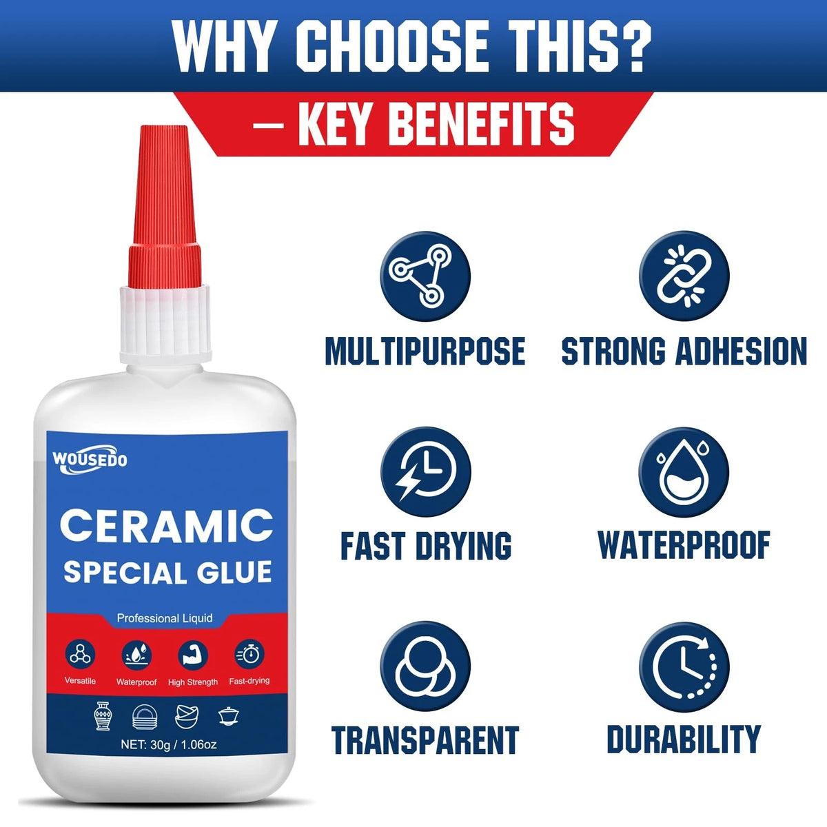 30g Ceramic Super Glue for Instant Bond (High Strength)