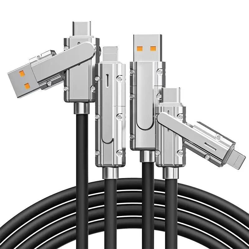 4-in-1 Fast Charging Cable for iPhone Samsung Android (S003-A106-BLK)