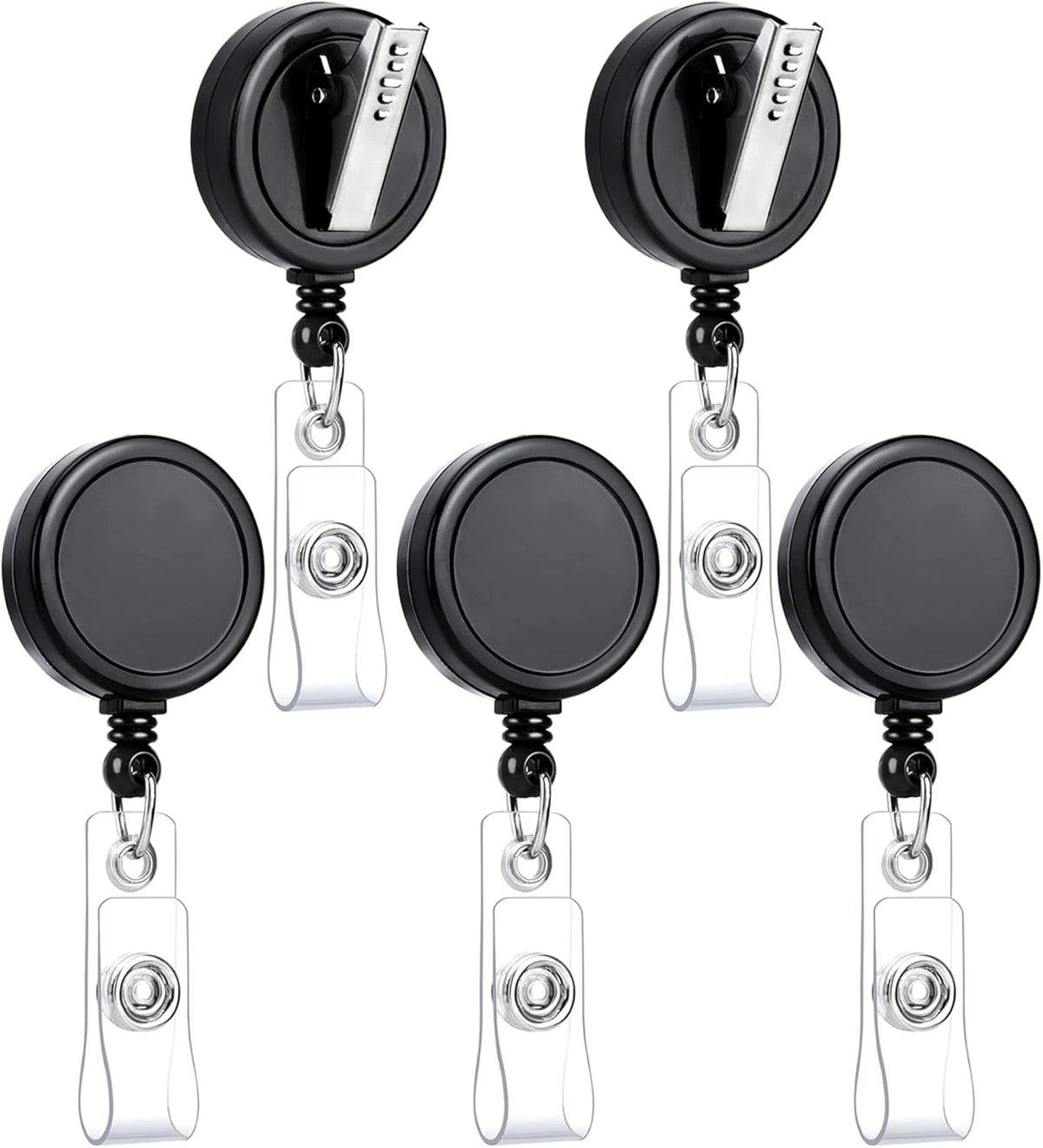 5 Pack Badge Reel for Easy Attachment (Black)